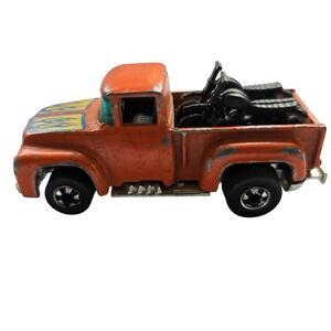 Hot Wheels 1973 Hi-Tail Hauler '56 Ford‎ Truck Orange  Complete w/ Motorcycles